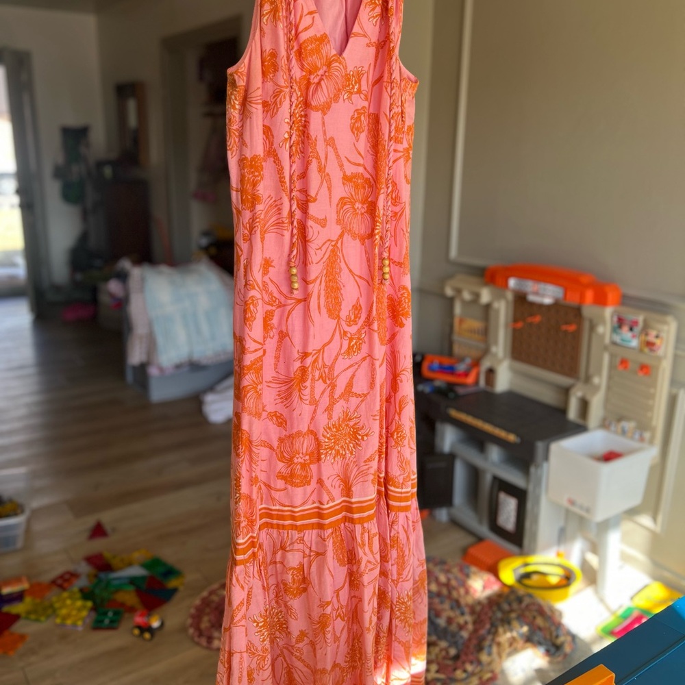 ANTONIO MELANI Pink and Orange Floral Midi Dress